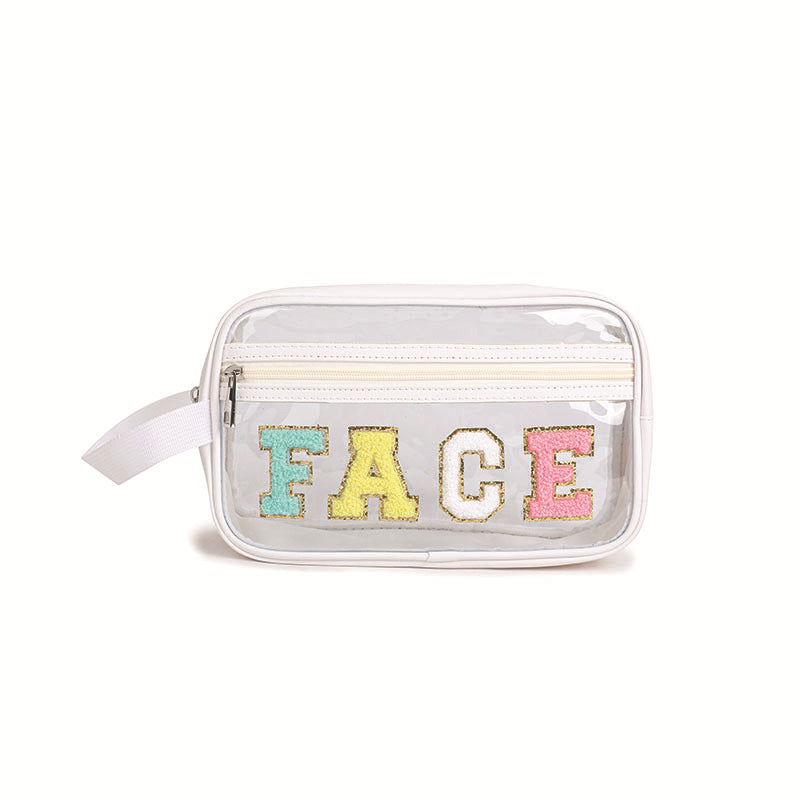 Wholesale Transparent Embroidered Letters Large Capacity Storage Cosmetic Bag
